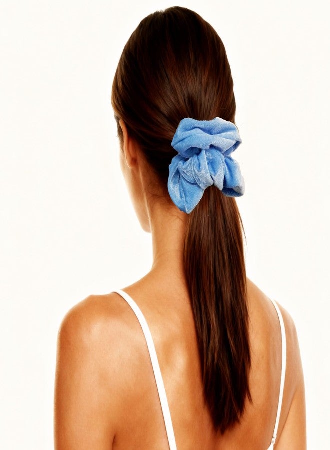 PIDOUDOU 4 Pack Large Velvet Scrunchies for Women, Hair Scrunchies for Thick Long Hair No Damage Hair Ties for Women & Girls (Orange Blue Yellow Green) - Image 4